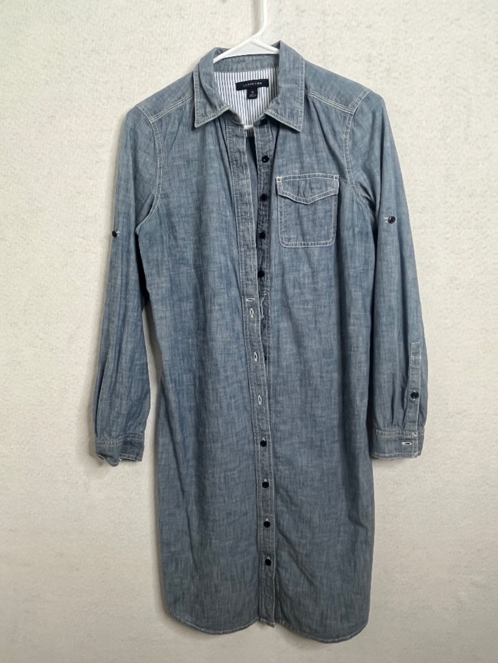 Lands’ End Chambray Shirt Dress Size 6 Button Front Denim Blue - Picture 1 of 4